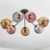 Ripoll ceiling light, globe light chrome, gold, coppery, Smoke-coloured, 7-light sources
