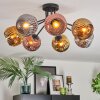 Ripoll ceiling light, globe light chrome, gold, coppery, Smoke-coloured, 7-light sources
