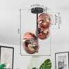 Koyoto ceiling light, globe light clear, coppery, 4-light sources