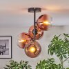 Koyoto ceiling light, globe light clear, coppery, 4-light sources