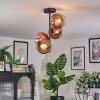 Koyoto ceiling light, globe light clear, coppery, 4-light sources