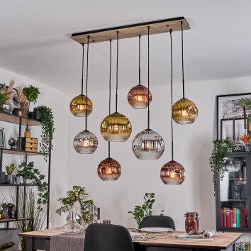 Ripoll hanging light, globe light, pendant light Ecru, black, 8-light sources