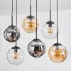 Gastor hanging light, globe light, pendant light Amber, clear, Smoke-coloured, 6-light sources