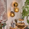 Ripoll globe light, wall light gold, clear, 3-light sources