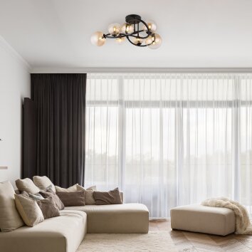 Globo lighting Tuberius ceiling light LED black, 7-light sources