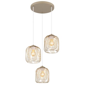 Globo lighting Dichti hanging light sand-coloured, 3-light sources