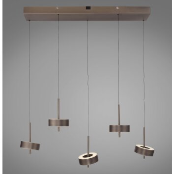 Paul Neuhaus Q-Serie Q-Rotate pendant light LED brown, 5-light sources, Remote control