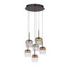 Paul Neuhaus Q-Serie Q-Kon pendant light LED brown, 6-light sources, Remote control