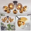 Koyoto ceiling light, globe light gold, clear, 7-light sources
