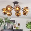 Koyoto ceiling light, globe light gold, clear, 7-light sources