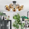 Koyoto ceiling light, globe light gold, clear, 7-light sources