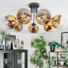 Koyoto ceiling light, globe light gold, clear, 7-light sources