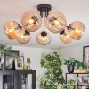 Koyoto ceiling light, globe light Amber, 7-light sources
