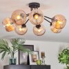 Koyoto ceiling light, globe light Amber, 7-light sources