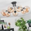 Koyoto ceiling light, globe light Amber, 7-light sources