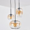Apedo hanging light, pendant light, Cluster pendant lamp Amber, clear, 3-light sources