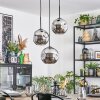 Ripoll hanging light, globe light, Cluster pendant lamp chrome, Smoke-coloured, 3-light sources