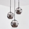 Ripoll hanging light, globe light, Cluster pendant lamp chrome, Smoke-coloured, 3-light sources