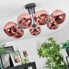 Ripoll ceiling light, globe light coppery, 7-light sources