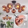 Ripoll ceiling light, globe light clear, coppery, 7-light sources