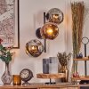 Ripoll globe light, wall light chrome, coppery, Smoke-coloured, 3-light sources