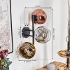 Ripoll globe light, wall light chrome, gold, clear, coppery, Smoke-coloured, 3-light sources