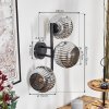 Ripoll globe light, wall light chrome, Smoke-coloured, 3-light sources