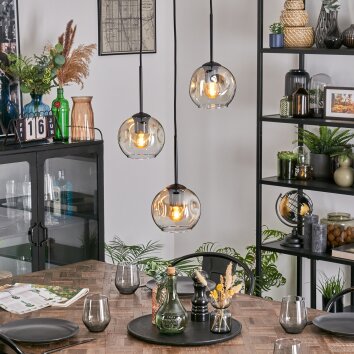 Ripoll hanging light, globe light, Cluster pendant lamp Amber, clear, 3-light sources