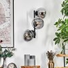 Gastor globe light, wall light clear, Smoke-coloured, 3-light sources