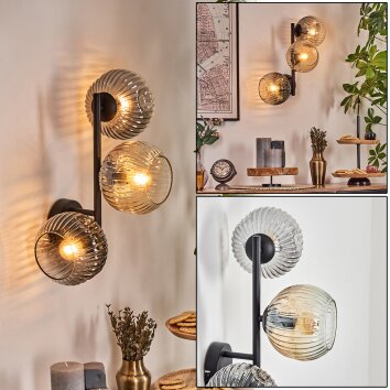 Ripoll globe light, wall light Amber, clear, Smoke-coloured, 3-light sources