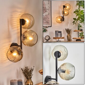 Ripoll globe light, wall light Amber, clear, 3-light sources
