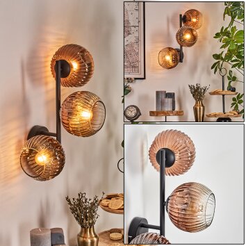 Ripoll globe light, wall light clear, coppery, 3-light sources
