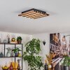 Tandragee ceiling light, Panel LED Wood like finish, black, 1-light source