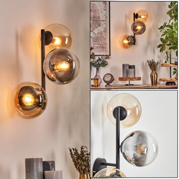 Gastor globe light, wall light Amber, clear, Smoke-coloured, 3-light sources