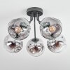 Ripoll ceiling light, globe light chrome, clear, Smoke-coloured, 5-light sources