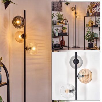 Ripoll floor lamp Amber, clear, Smoke-coloured, 3-light sources