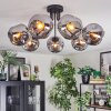 Ripoll ceiling light, globe light chrome, Smoke-coloured, 7-light sources
