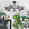 Ripoll ceiling light, globe light chrome, Smoke-coloured, 7-light sources