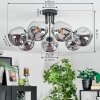 Ripoll ceiling light, globe light chrome, Smoke-coloured, 7-light sources