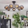 Ripoll ceiling light, globe light chrome, Smoke-coloured, 7-light sources