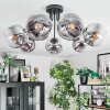 Ripoll ceiling light, globe light chrome, clear, Smoke-coloured, 7-light sources