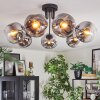 Ripoll ceiling light, globe light chrome, clear, Smoke-coloured, 7-light sources
