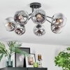 Ripoll ceiling light, globe light chrome, clear, Smoke-coloured, 7-light sources