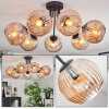 Ripoll ceiling light, globe light Amber, 7-light sources