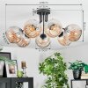 Ripoll ceiling light, globe light Amber, 7-light sources