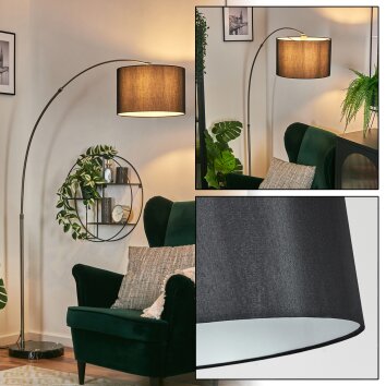 Soungou floor lamp, Arch lamps matt nickel, black, 1-light source, Fabric shade