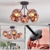 Ripoll ceiling light, globe light clear, coppery, 5-light sources