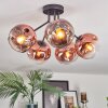 Ripoll ceiling light, globe light clear, coppery, 5-light sources