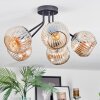 Ripoll ceiling light, globe light Amber, 5-light sources