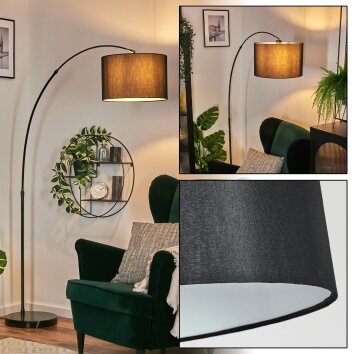 Soungou floor lamp, Arch lamps chrome, black, 1-light source, Fabric shade